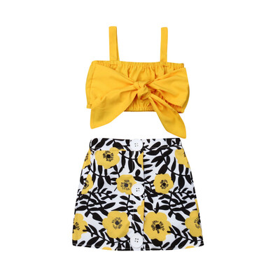 

Toddler Kids Baby Girl Clothes Crop Vest Tops Skirt Dress 2Pcs Outfit Sunsuit
