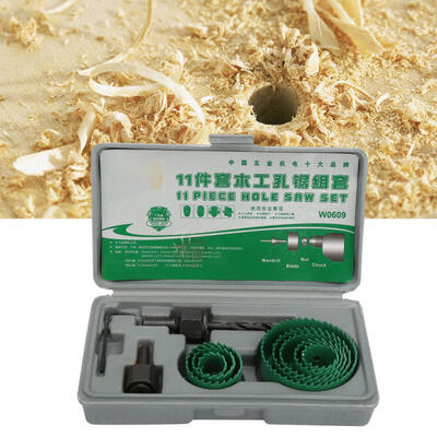 

Greensen 11PCS Steel Woodworking Hole Saw Tooth Cutter Set Kits Hole Saw & Extension Rod & Drill Bit
