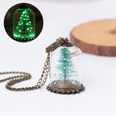

Fashion Unisex Luminous Glass Christmas Tree Pendant Chain Necklace Gift