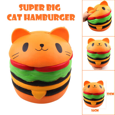 

YIWULA Cute Super Big Cat Hamburger Stress Reliever Scented Slow Rising Squeeze Toy