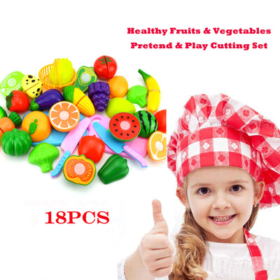 

Kids Pretend Role Play Kitchen Fruit Vegetable Food Toy Cutting Set Gift HOTSale