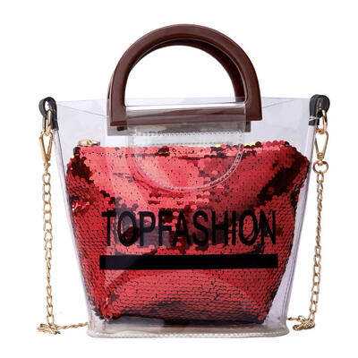 

Sequins Transparent Shoulder Messenger Handbags Women Chain Crossbody Bags