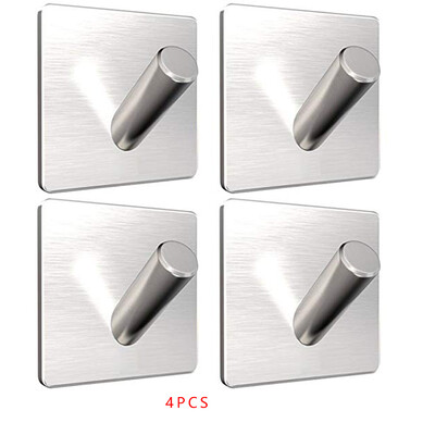 

4 Pcs Self Adhesive Wall Hooks Towel Rack Hat Towel Robe Coat Stick-up Stainless Steel Hanger for Kitchen Bathrooms