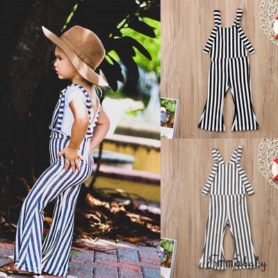 

Kids Baby Girls Sleeveless Overalls Jumpsuit Clothes Outfits Clothing Striped Rompers