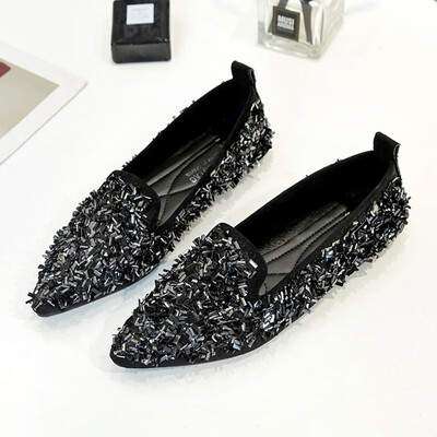 

Pointed shoes female spring&autumn shallow mouth students Korean version of pouring shoes Joker bright one-sided bow flat soyb