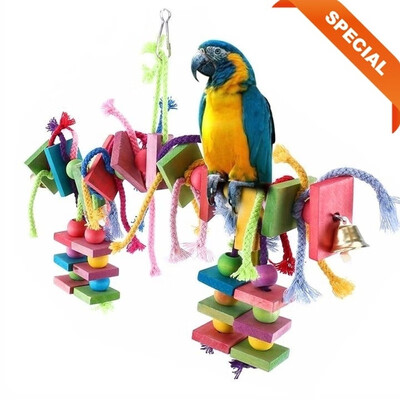 

Popular Anti-Anxiety Parrot Chewing Toys Cotton RopeWood Parrot Bite Toys