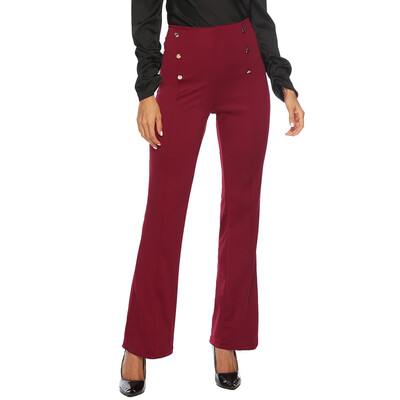 

Women Casual Solid Zipper Double-Breasted Loose Loose Long Pants
