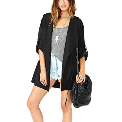 

Autumn Winter New Fashion Medium Long Section Hooded Light Windbreaker Coat Women