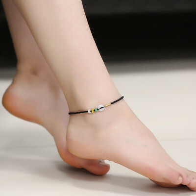 

Red rope anklet this year hand-woven jade emerald buckle bracelet