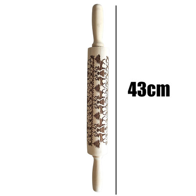 

Tailored Christmas Rolling Pin Engraved Carved Wood Embossed Rolling Pin Kitchen Tool