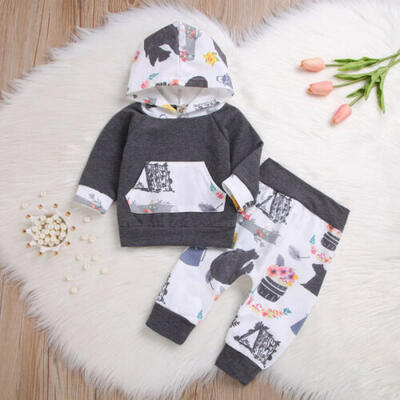 

UK STOCK Toddler Baby Boys Girls Unisex Clothes Hooded SweatshirtPants Outfits