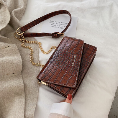 

Ins Vintage Crocodile Fashion Womens Bag 2019 New Bag chic Chain Small Square Bag Single Shoulder Messenger Bag Tide