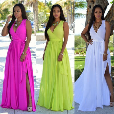 

Women Sexy Summer Dress Boho Maxi Long Evening Party Dress Beach Dress Sundress