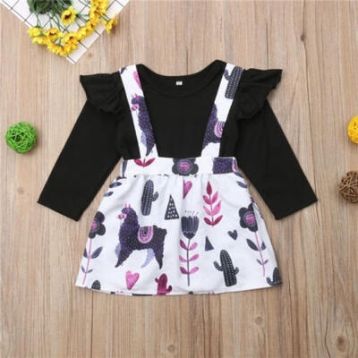 

2PCS Newborn Kids Baby Girl Romper BodysuitStrap Dress Skirt Outfit Clothes Set