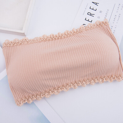 

Rear Three-Breasted Thread Strapless Tube Top Solid Color Knit Thread Tube Top