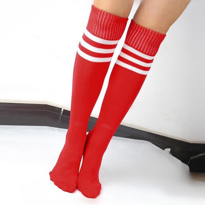 

Women Men Unisex Athletic Stripe Sports Football Running Knee High Tube Socks