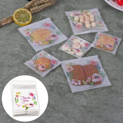 

100Pcs Thank Your Flower Candy Biscuit Baking Food Handmade Soap Packaging Bag