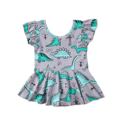 

Newborn Girl Cute Fashion Summer Full Flying Sleeve Dinosaur Skirt