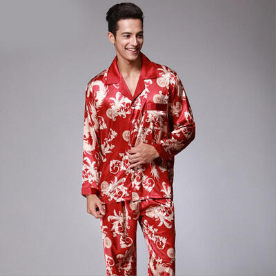 

Mens Stylish Pajama Set Pajamas Sleepwear Long Sleeves Shirt Pants Set Loungewear Pyjamas Homewear