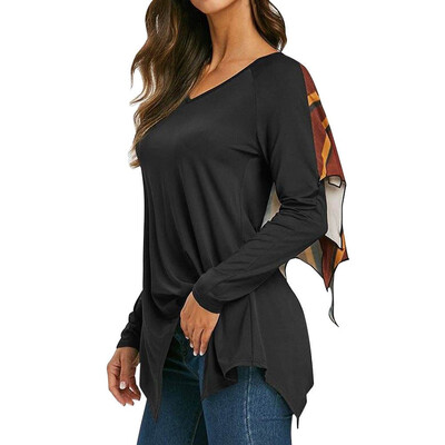 

Toponeto Women Halloween Horror Print Party Long Sleeve Casual Bat Wings Tops