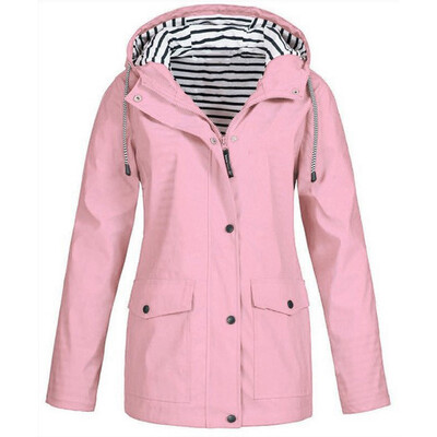 

Womens Solid Autumn Winter Outdoor Hiking Sports Hooded Warm Plus Size Jacket