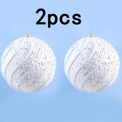 

2Pc Christmas Ball Plush Hanging New Year Ornaments Christmas Tree Hanging Decor