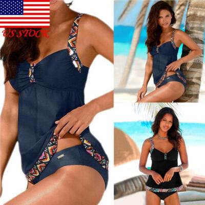 

Women Floral Swimwear Tankini Bikini Plus Size Swimdress Beachwear Swimsuit USA