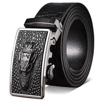 

New mens leather crocodile belt top layer leather automatic buckle belt business generation