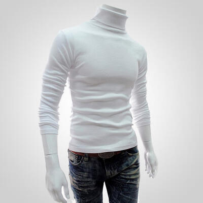 

Hedging Solid Style Men Boutique Long Sleeve T Shirt Fashion Casual Slim High Collar Bottoming Shirts