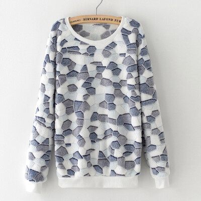 

Tailored Fashion Women Casual Loose Long Sleeve Plush Print Sweatshirt Tops