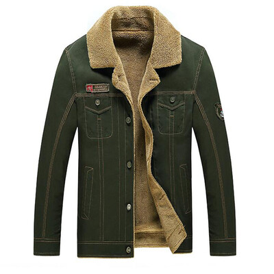 

Plus Size Men\s Button Front Slim Fit Corduroy Fleece Jacket