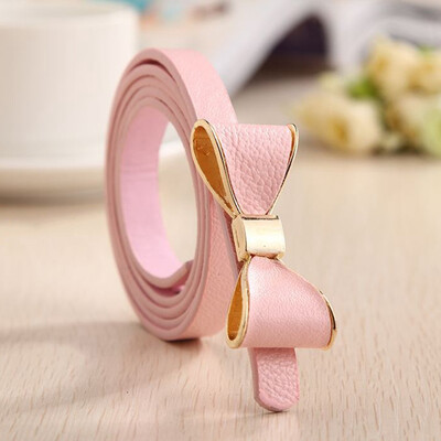 

WomenS Fashion Cute Sweet Candy Colors Bow Knot Pu Leather Thin Skinny Waistband Belt