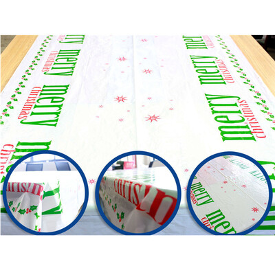 

Tailored Disposable Merry Christmas Rectangular Printed PVC Cartoon Tablecloth 110180cm