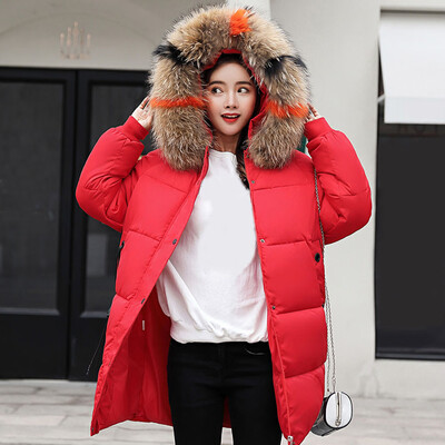 

Roseonmyhand Women Winter Warm Coat Faux Fur Hooded Thick Warm Slim Jacket Long Overcoat
