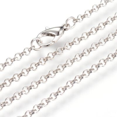 

Iron Rolo Chains Necklace Makings with Lobster Clasps Soldered Platinum 295"75cm