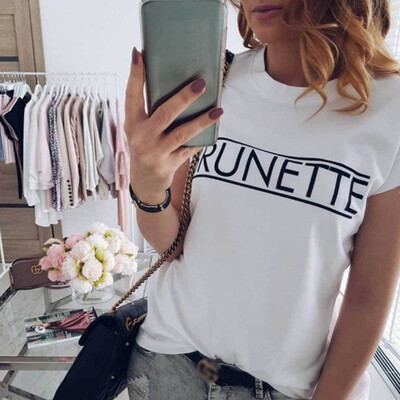 

European&American summer ladies drop shoulder printed letter T-shirt T6