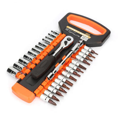 

Greensen 29pcs 14" Ratchet Wrench Short Socket Bit Set Quick Release CR-V Hand Repair Tool
