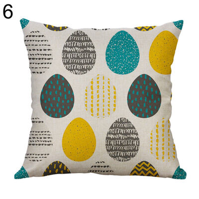 

Happy Easter Egg Rabbit Flower Pillow Case Cushion Cover Sofa Bed Car Cafe Decor