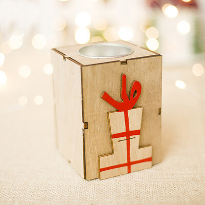 

Gobestart Christmas Creative Gifts Decoration Mini Wooden Candlestick Home Decoration A
