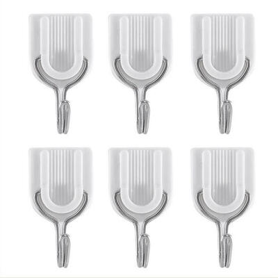 

6pcs U-shaped Plastic Suction Cup Sucker Wall Sticky Hooks Clothing Hanger