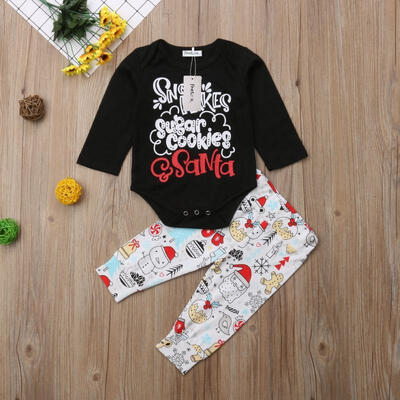 

Newborn Baby Boy Girl Christmas Cartoon Tops Romper Long Pants Outfit Clothes