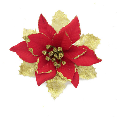 

Christmas Tree Decorations Artificial Flowers Xmas 15cm Poinsettia Glitter Flower Wedding Ornament Decor