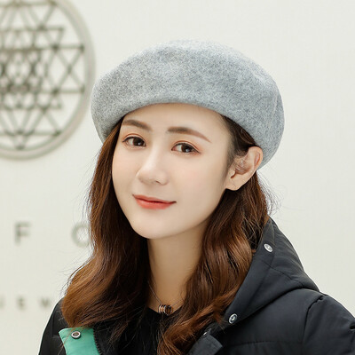 

Winter autumn&winter simple Beilei Korean style Ms Beret retro-mixed casual artists hat