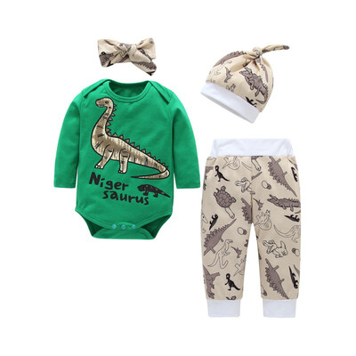 

Baby Clothes Set Boys Girls Long Sleeve Print TopPantHatHairband 4pcs Suit Autumn Kids Clothes Baby Clothing