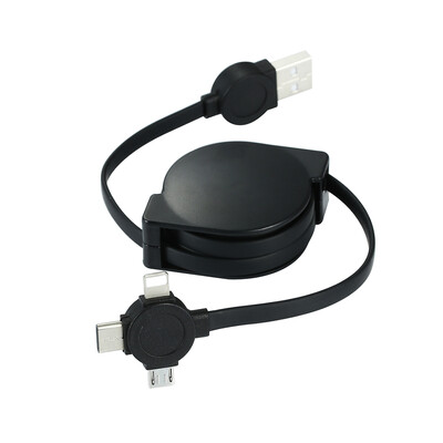

3 in 1 Retractable Type-C Micro USB 8 Pin Fast Charging Data Cable
