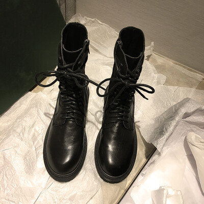 

Retro locomotive martin boots female British style new autumn handsome Europe&the United States street thick with short boots