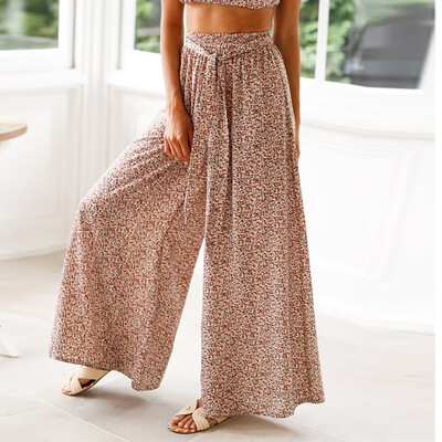 

Tailored Fashion Woman Summer Print Strappy Straight Wide leg Leisure Plus Size Pants