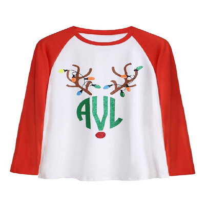 

Comfy Long Sleeves Christmas Cartoon Printed Tee