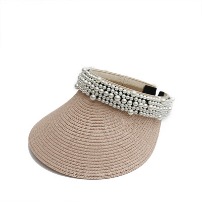 

Hat ladies Korean travel beach hat female Pearl Hat Hat Hat Hat spring&summer straw sun visor