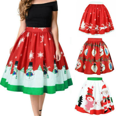 

UK STOCK Womens Stretch High Waist Skater Flared Pleated Swing Long Skirt Dress